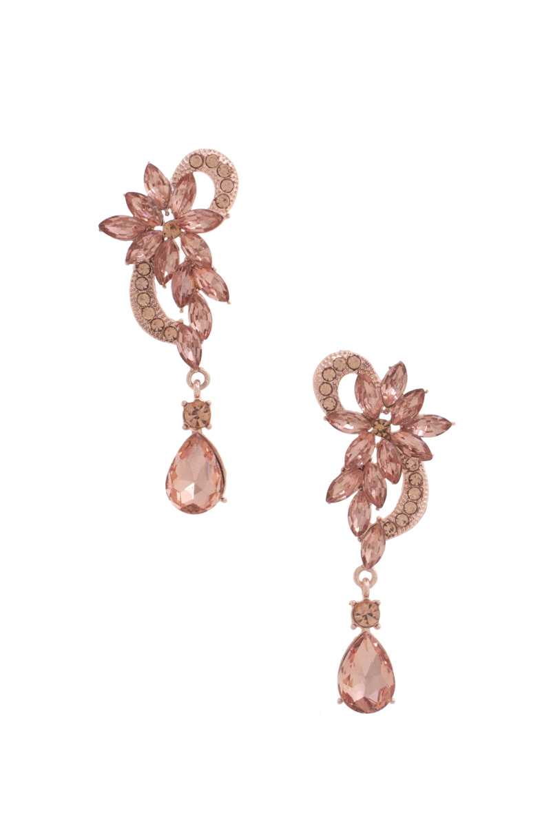 Flower Rhinestone Dangle Earring - Tigbul's Variety Fashion Shop