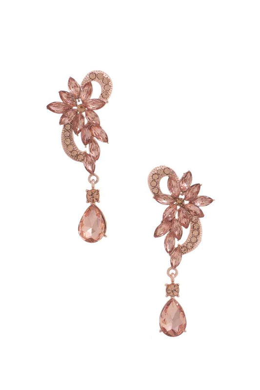 Flower Rhinestone Dangle Earring - Tigbul's Variety Fashion Shop