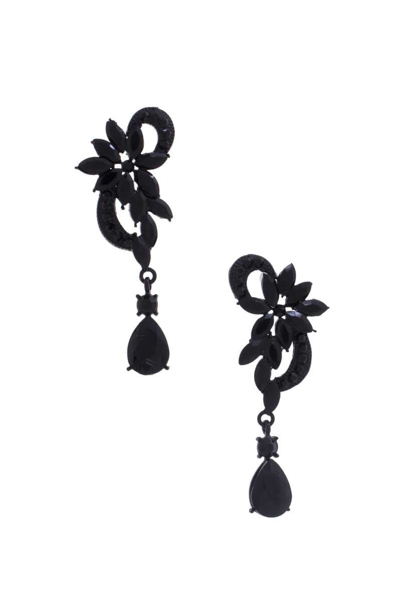 Flower Rhinestone Dangle Earring - Tigbul's Variety Fashion Shop