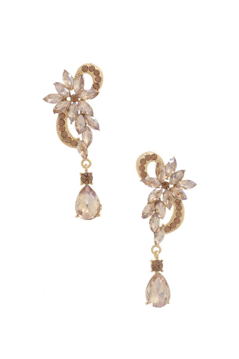 Flower Rhinestone Dangle Earring - Tigbul's Variety Fashion Shop