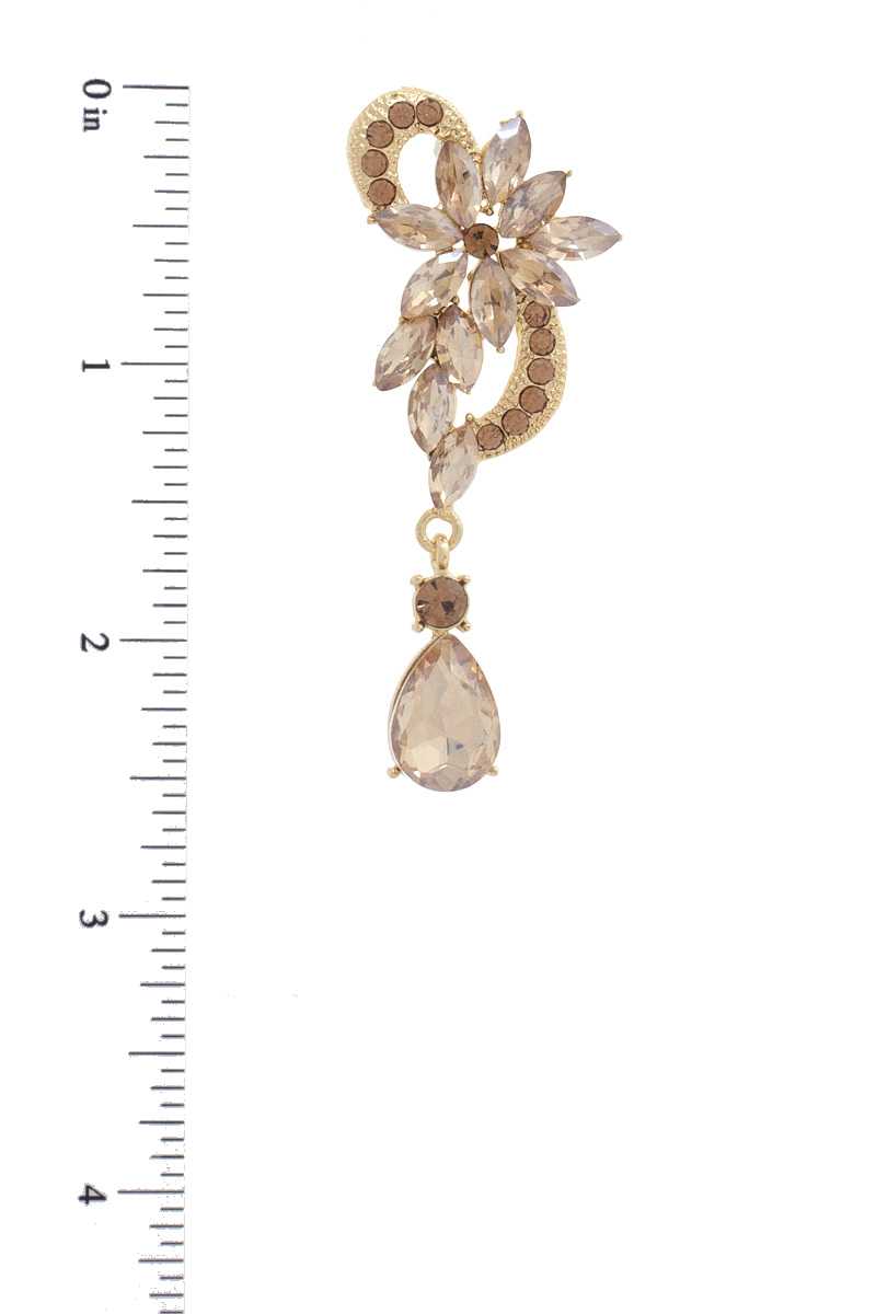 Flower Rhinestone Dangle Earring - Tigbul's Variety Fashion Shop