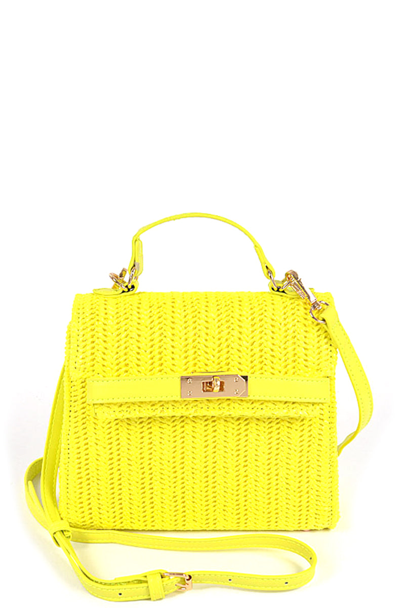 Faux Straw Top Handle Clutch - Tigbuls Fashion