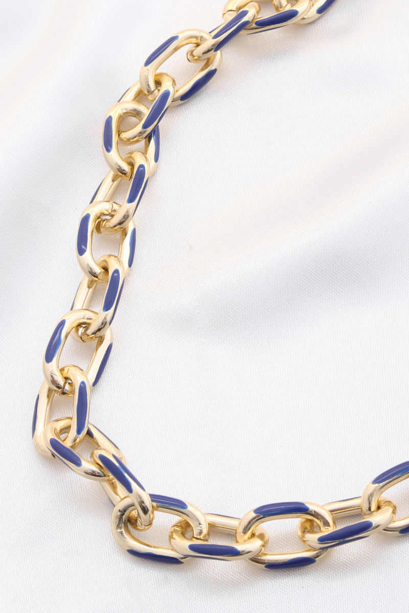 Color Metal Oval Link Necklace - Tigbul's Variety Fashion Shop