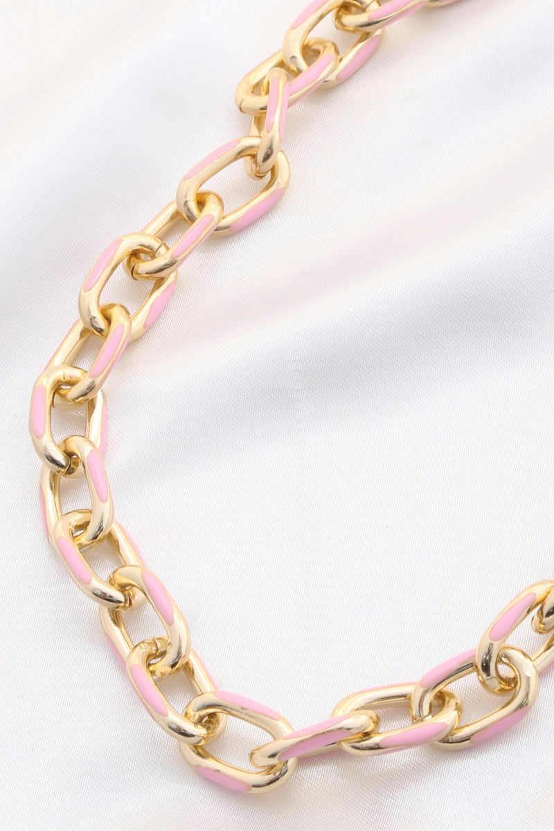 Color Metal Oval Link Necklace - Tigbul's Variety Fashion Shop
