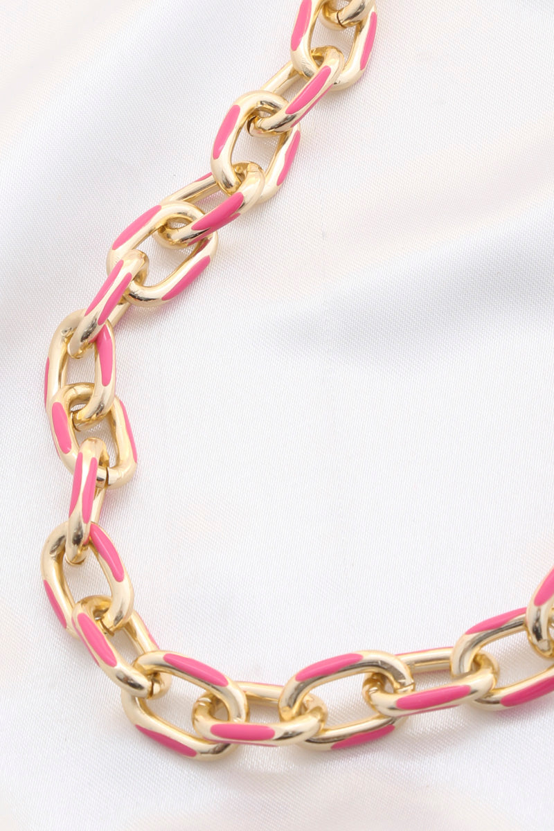 Color Metal Oval Link Necklace - Tigbul's Variety Fashion Shop