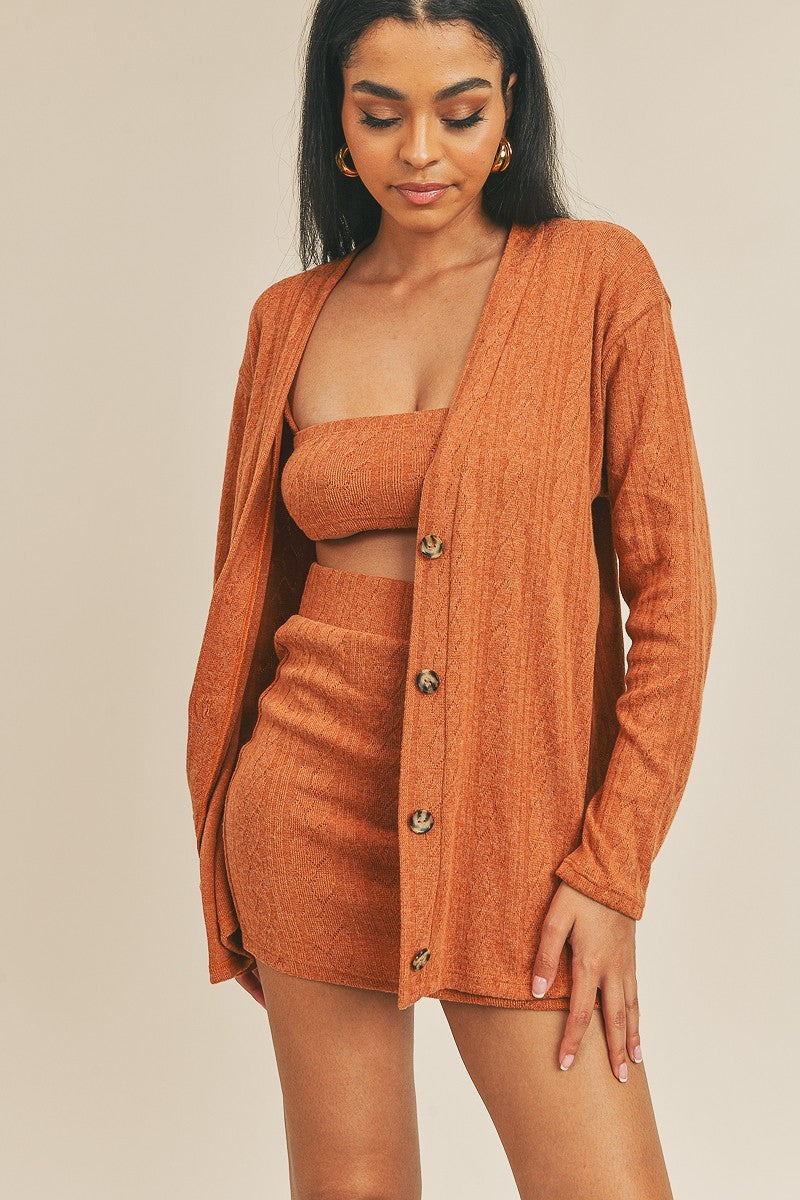 Cardigan Solid Color 3 Piece Set - Tigbuls Variety Fashion
