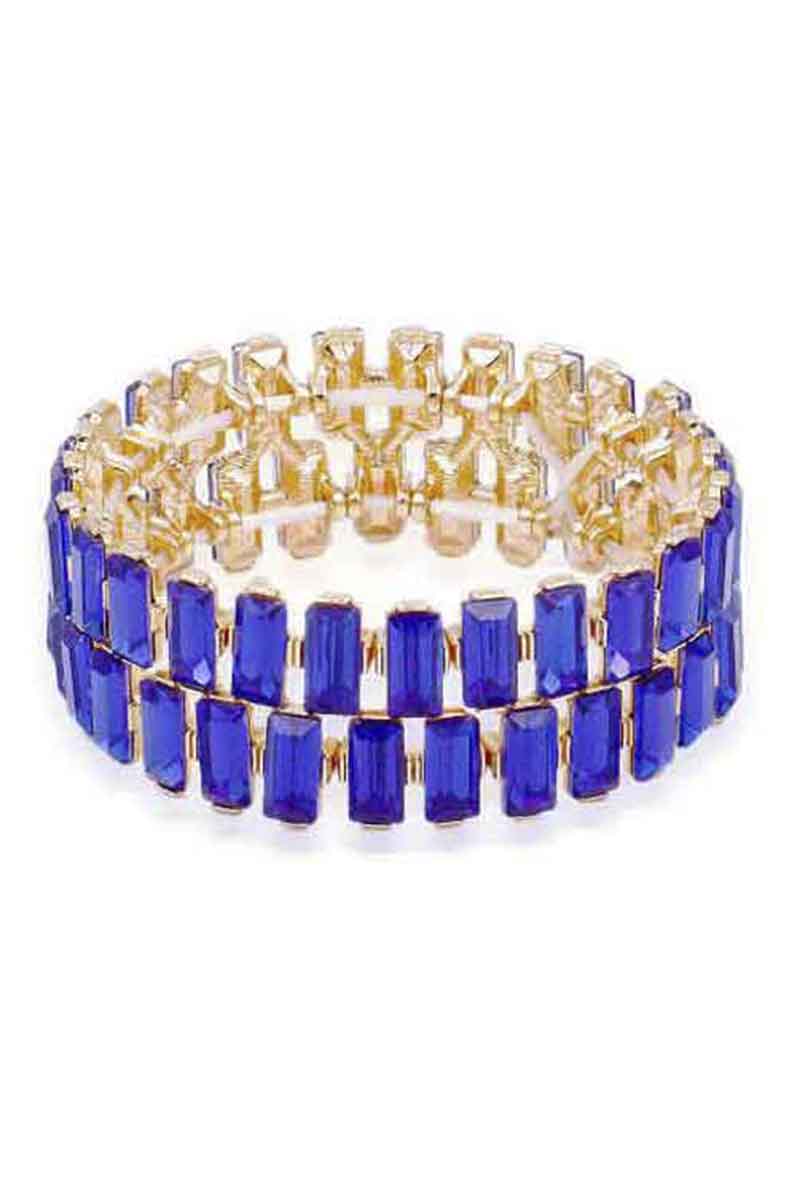 Rectangle Rhinestone Stretch Bracelet - Tigbuls Variety Fashion