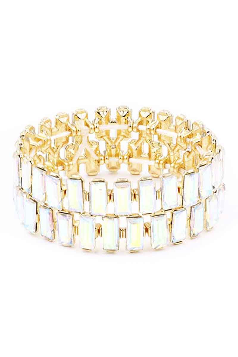 Rectangle Rhinestone Stretch Bracelet - Tigbuls Variety Fashion