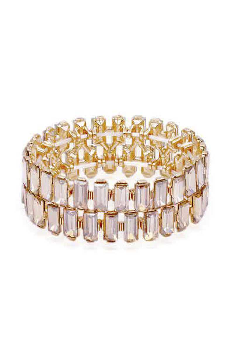 Rectangle Rhinestone Stretch Bracelet - Tigbuls Variety Fashion