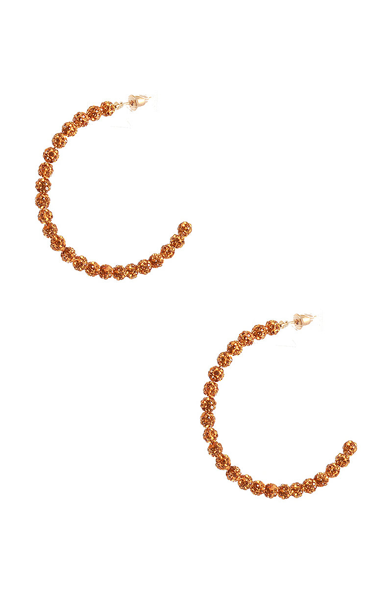 Rhinestone Bead Open Hoop Post Earring - Tigbul's Variety Fashion Shop