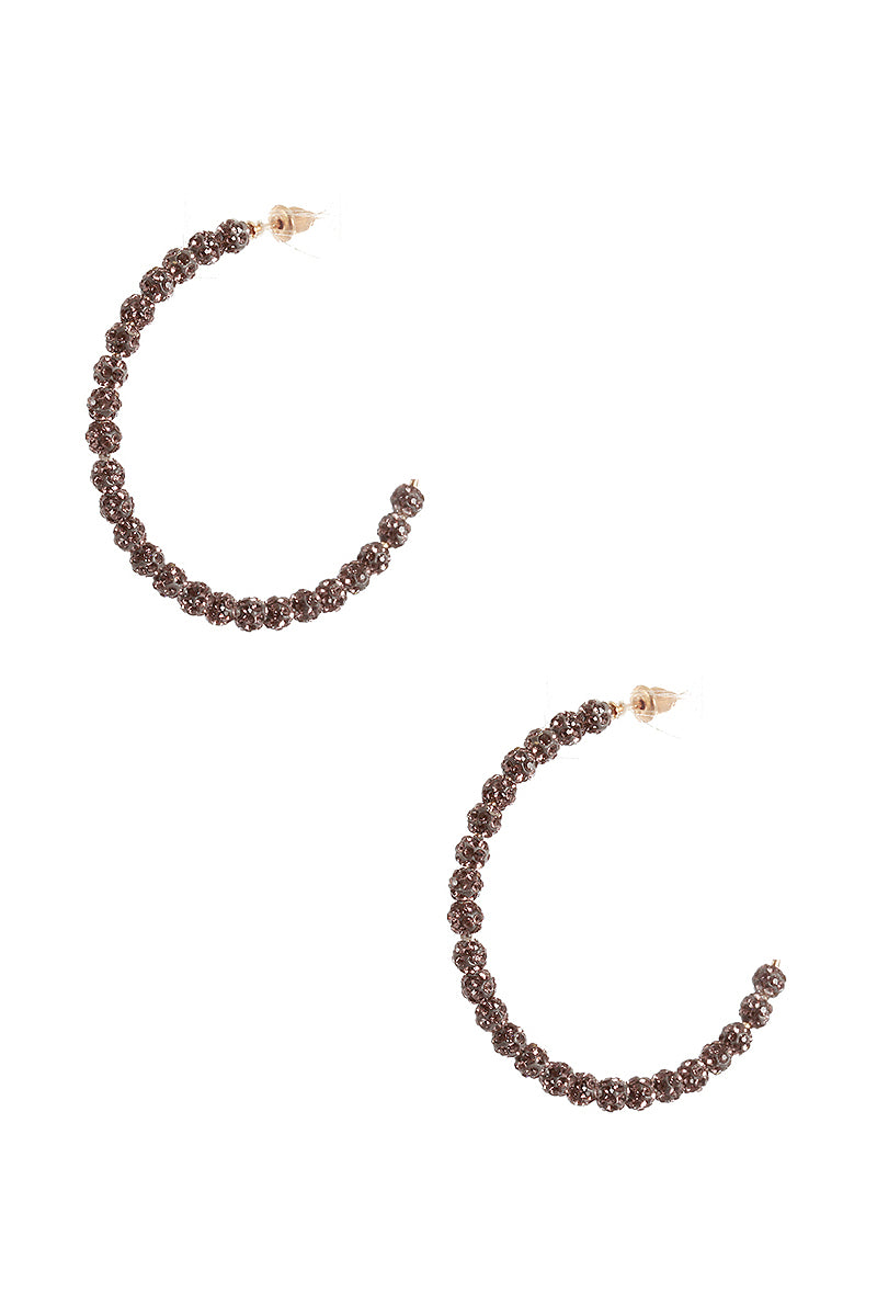 Rhinestone Bead Open Hoop Post Earring - Tigbul's Variety Fashion Shop
