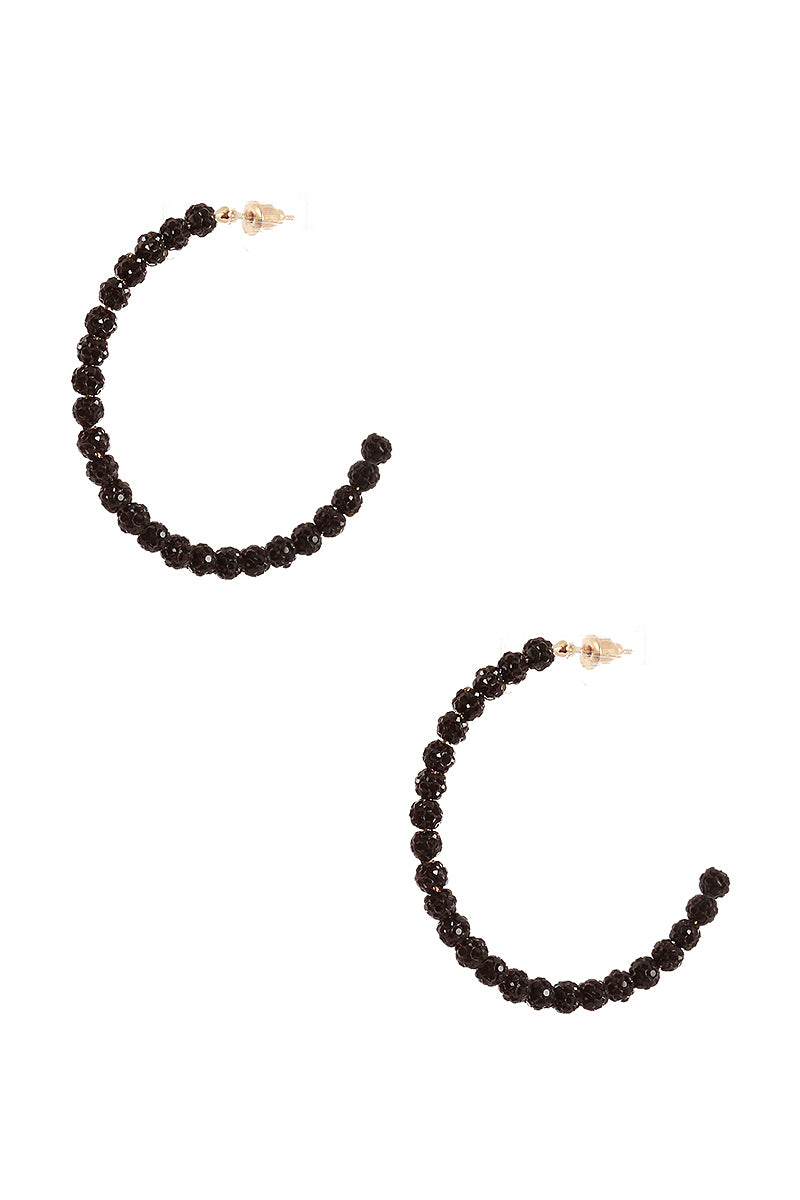 Rhinestone Bead Open Hoop Post Earring - Tigbul's Variety Fashion Shop