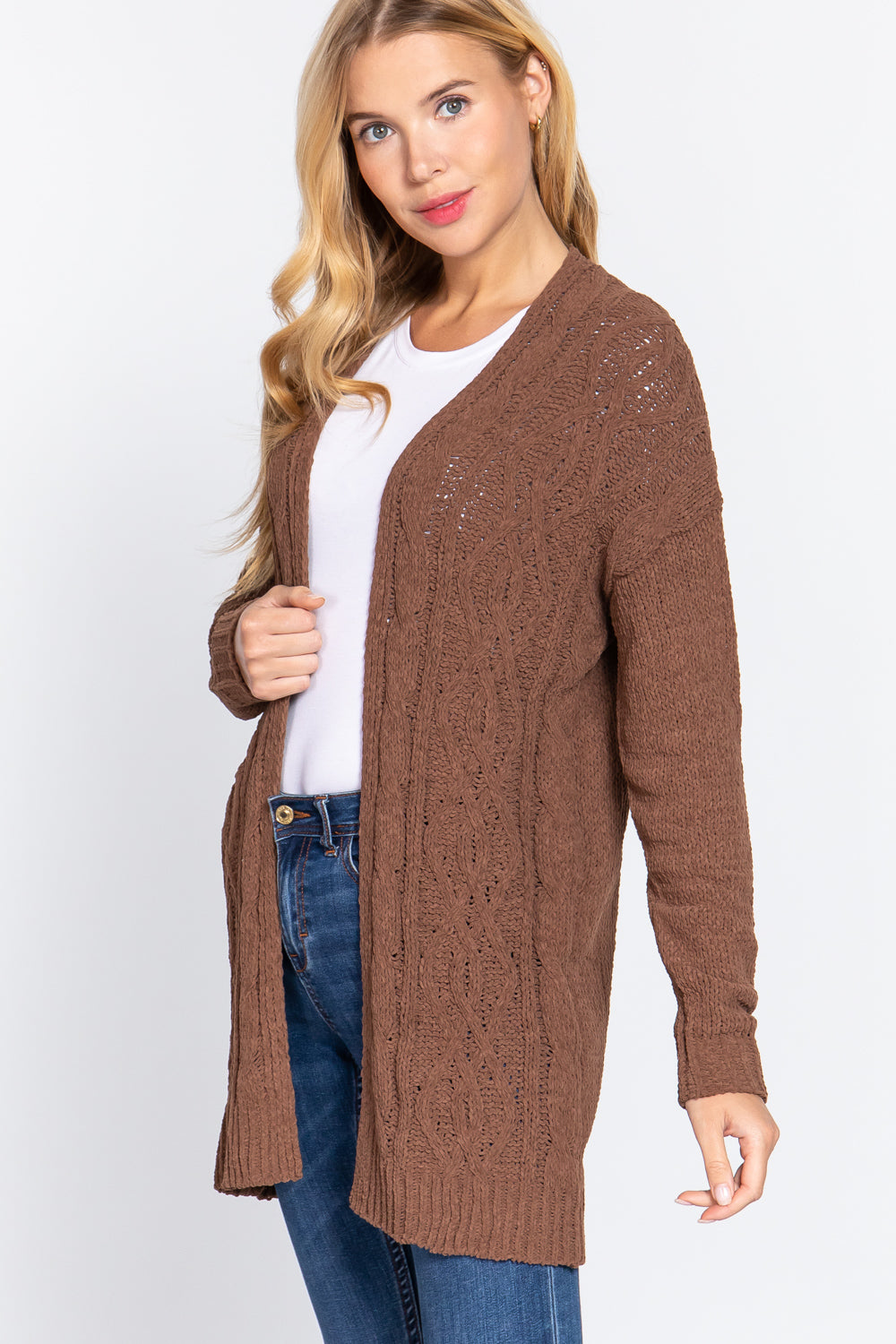Chenille Sweater Cardigan - Tigbul's Fashion