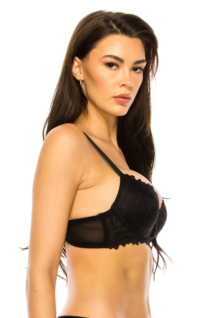 Coverage Lace Trim Bra - Tigbul's Fashion