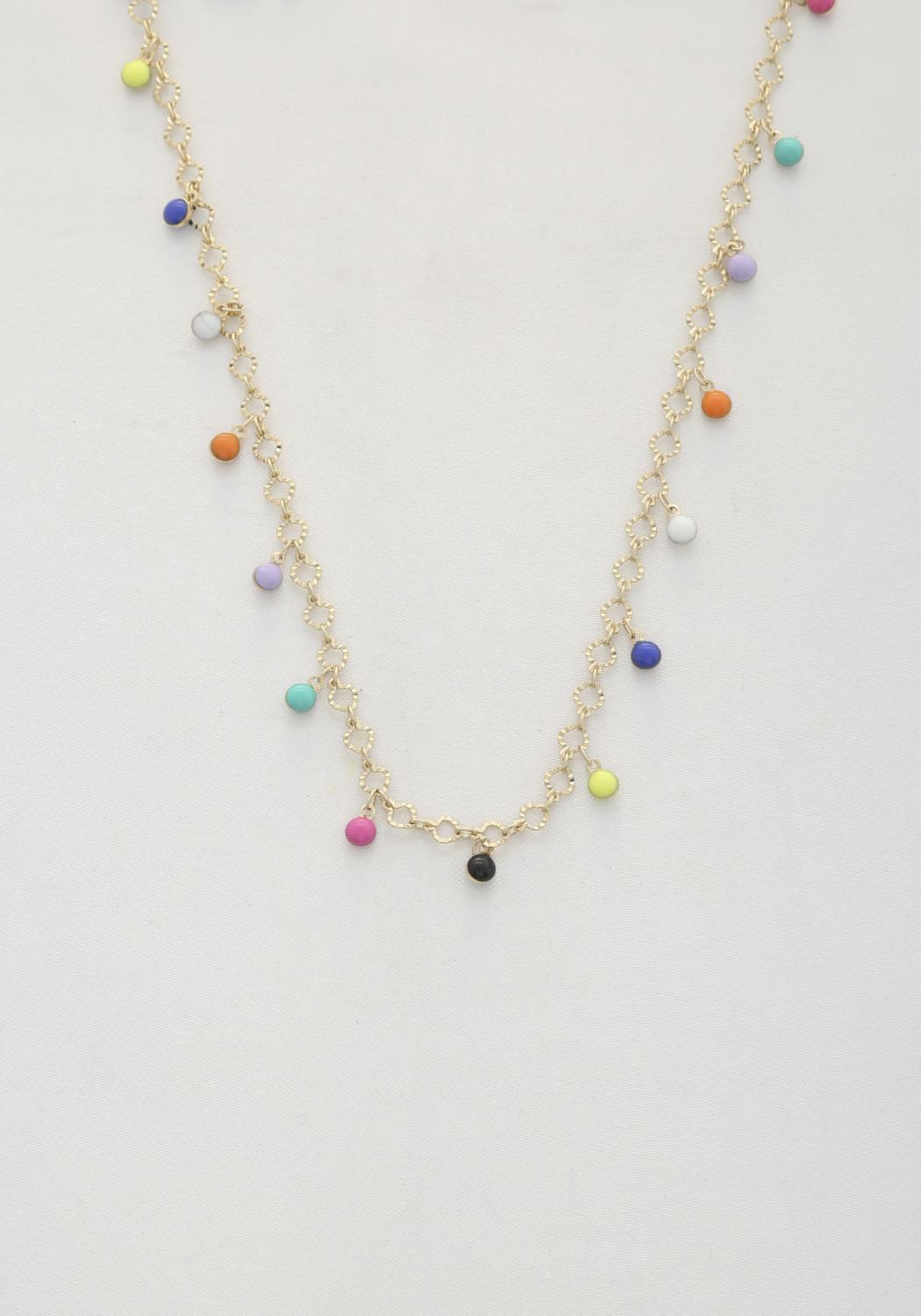 Beaded Circle Link Metal Necklace - Tigbul's Variety Fashion Shop