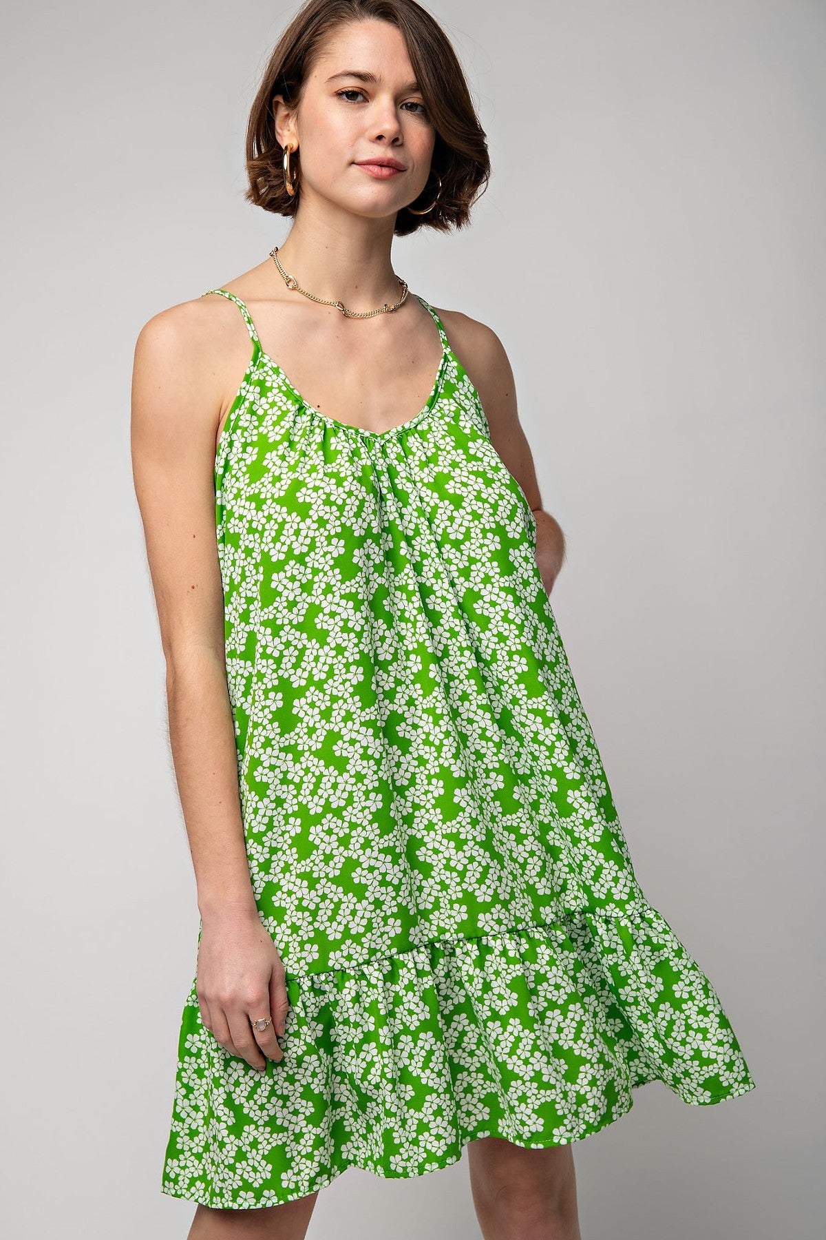 Floral Printed Wool Peach Cami Dress - Tigbul's Fashion