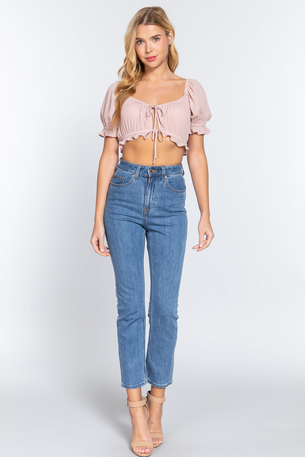 Short Slv Print Crop Woven Top - Tigbul's Fashion