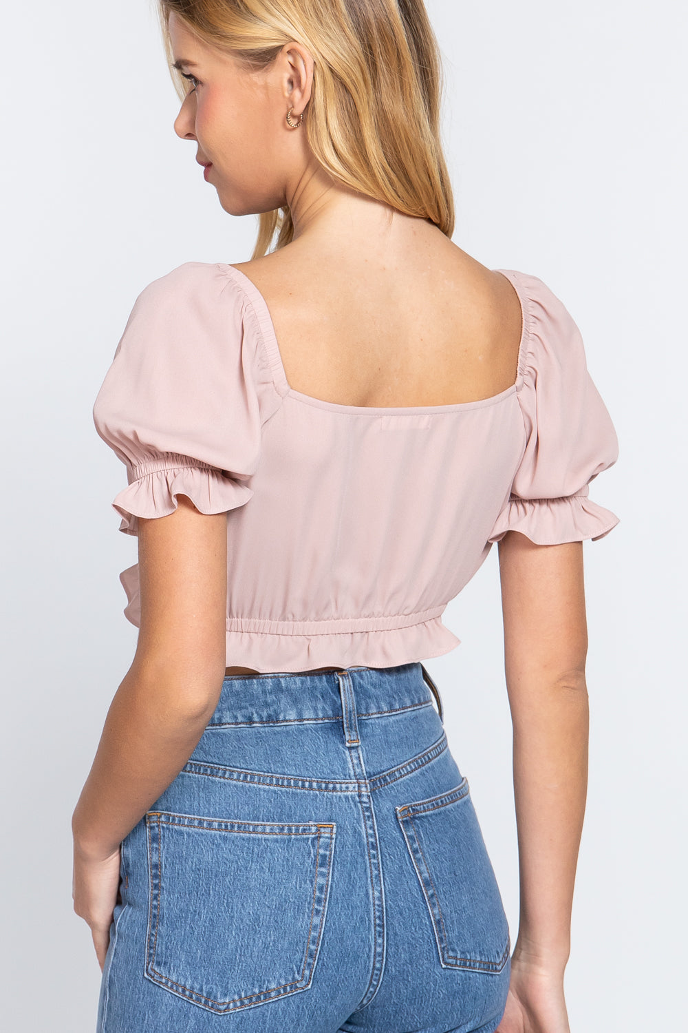 Short Slv Print Crop Woven Top - Tigbul's Fashion