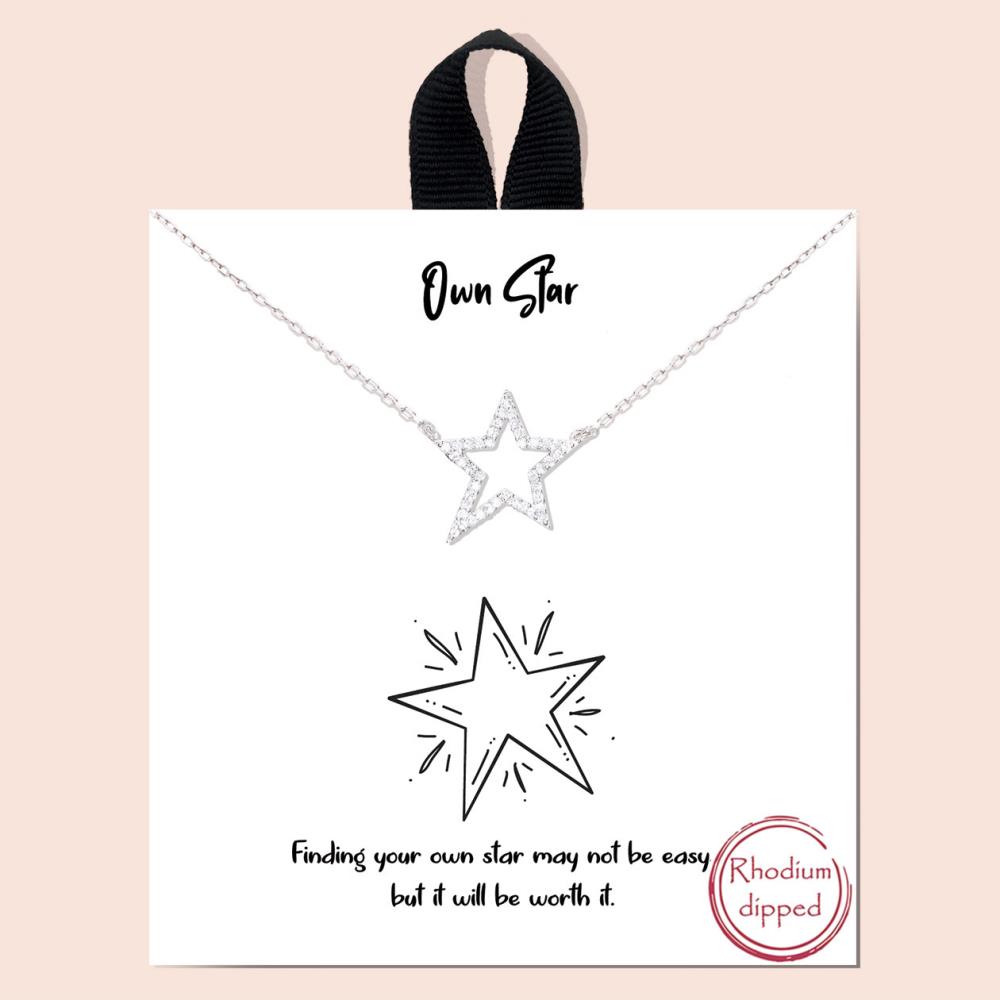 Own Star Rhinestone Dainty Metal Necklace - Tigbul's Variety Fashion Shop