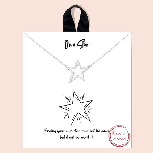 Own Star Rhinestone Dainty Metal Necklace - Tigbul's Variety Fashion Shop