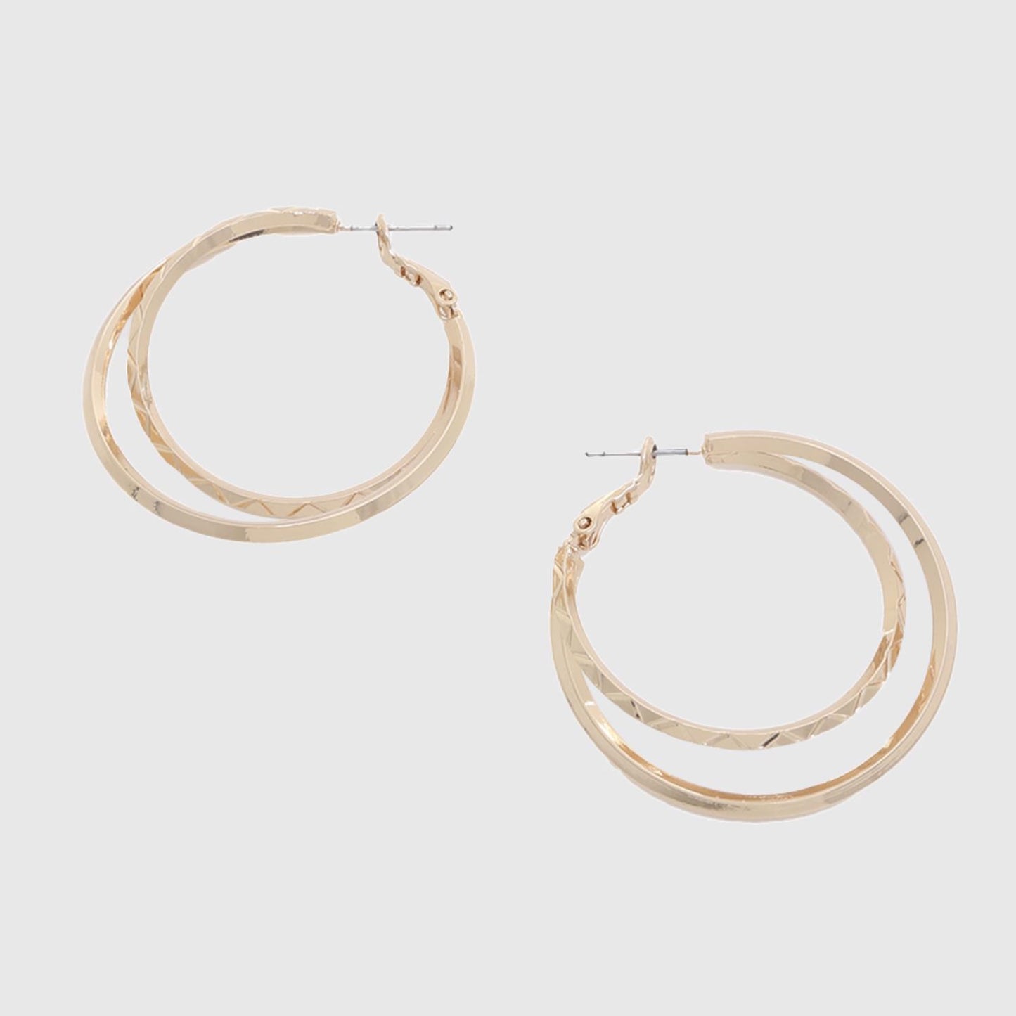Metal Double Hoop Earring - Tigbuls Variety Fashion