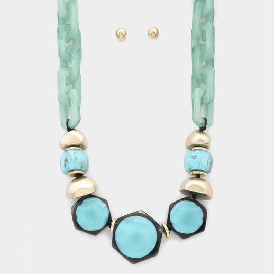 Hexagon Shape Link Oval Link Necklace - Tigbul's Variety Fashion Shop
