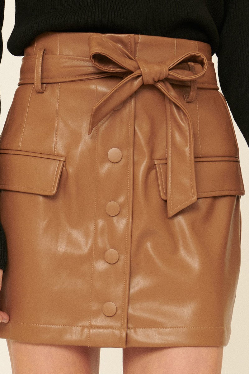 A Faux Leather Mini Skirt - Tigbuls Variety Fashion