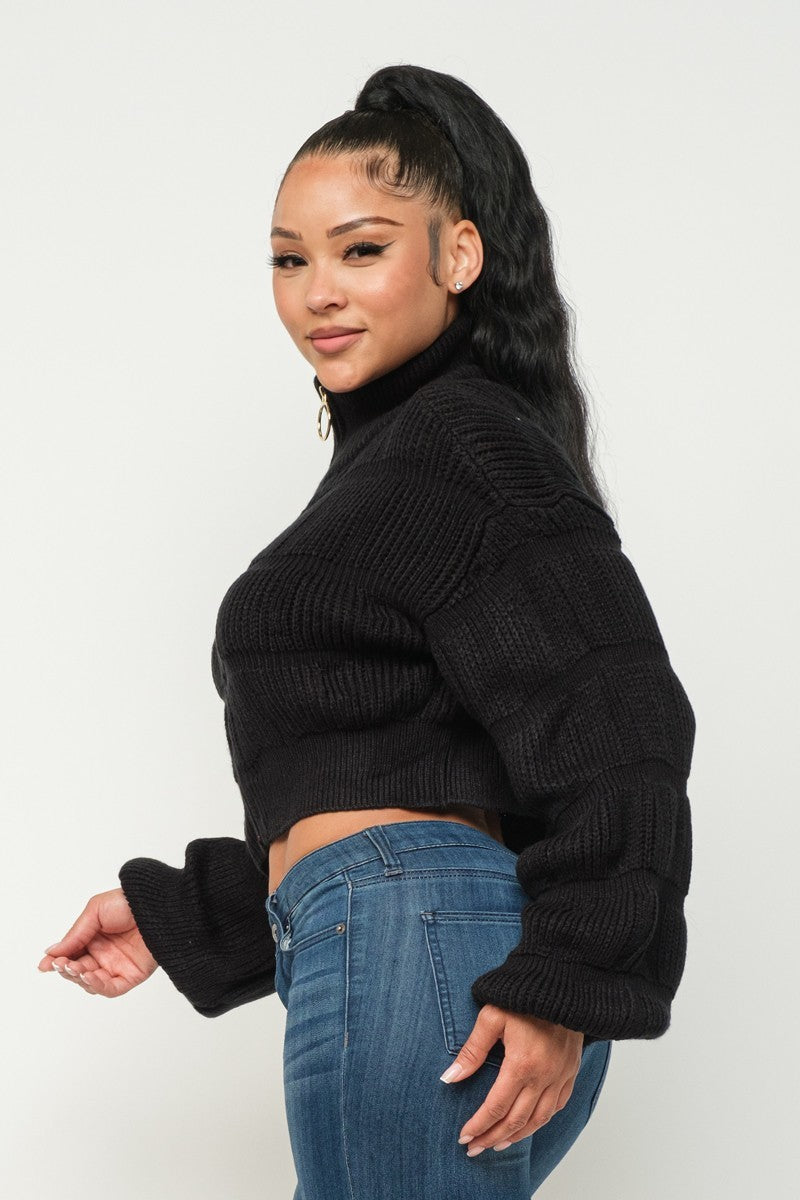 Full Front Zipper Black Sweater | Tigbuls Variety Fashion