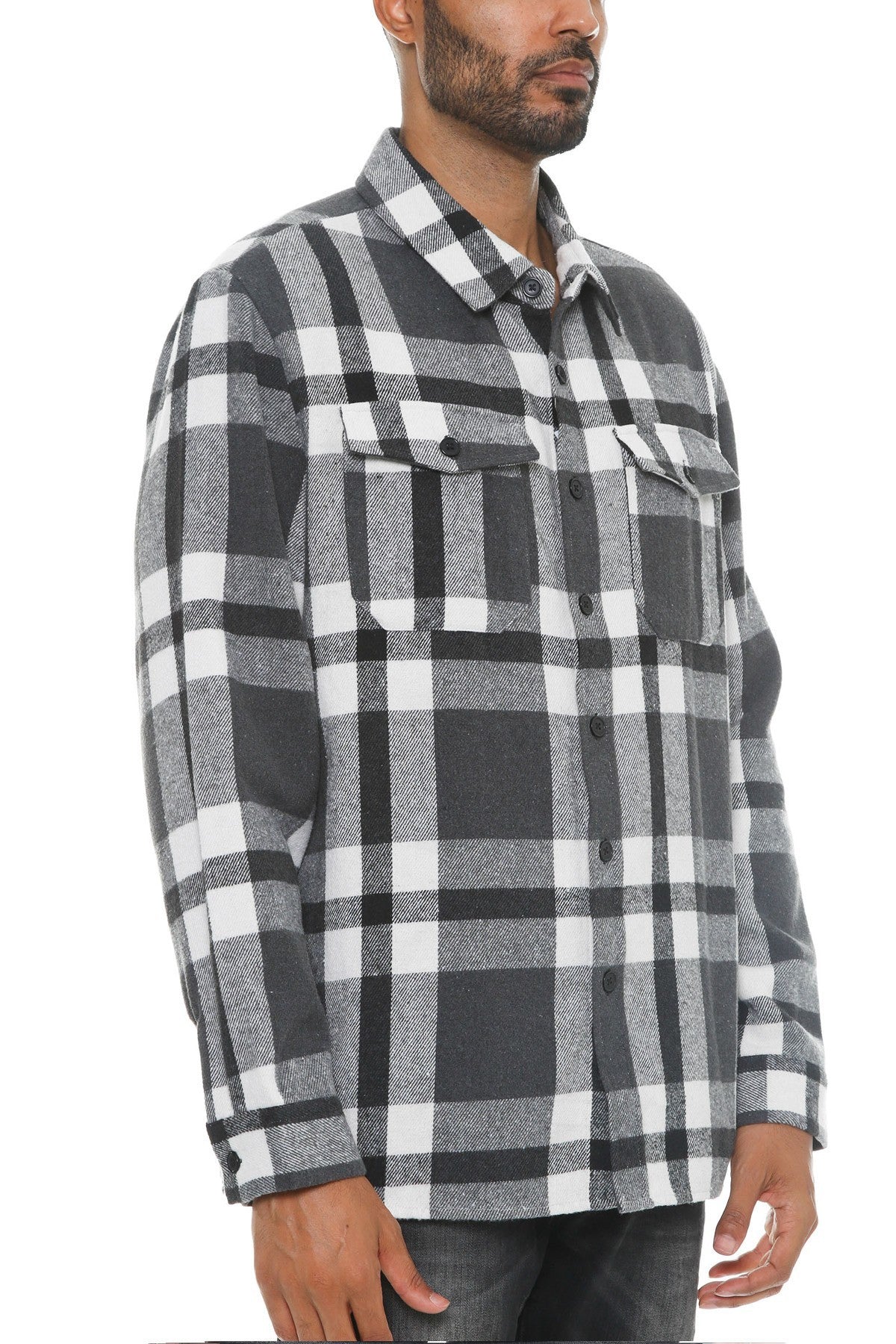 Men's Grey/Black Plaid Soft Flannel Shirt | Tigbuls Variety Fashion