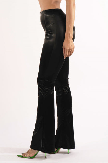 Velvet Pu Flared Pants - Tigbuls Variety Fashion