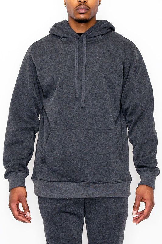 Men's Charcoal Gray Fleece Pullover Hoodie - Tigbuls Variety Fashion