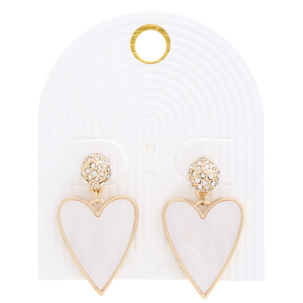Heart Rhinestone Bead Dangle Earring - Tigbul's Variety Fashion Shop