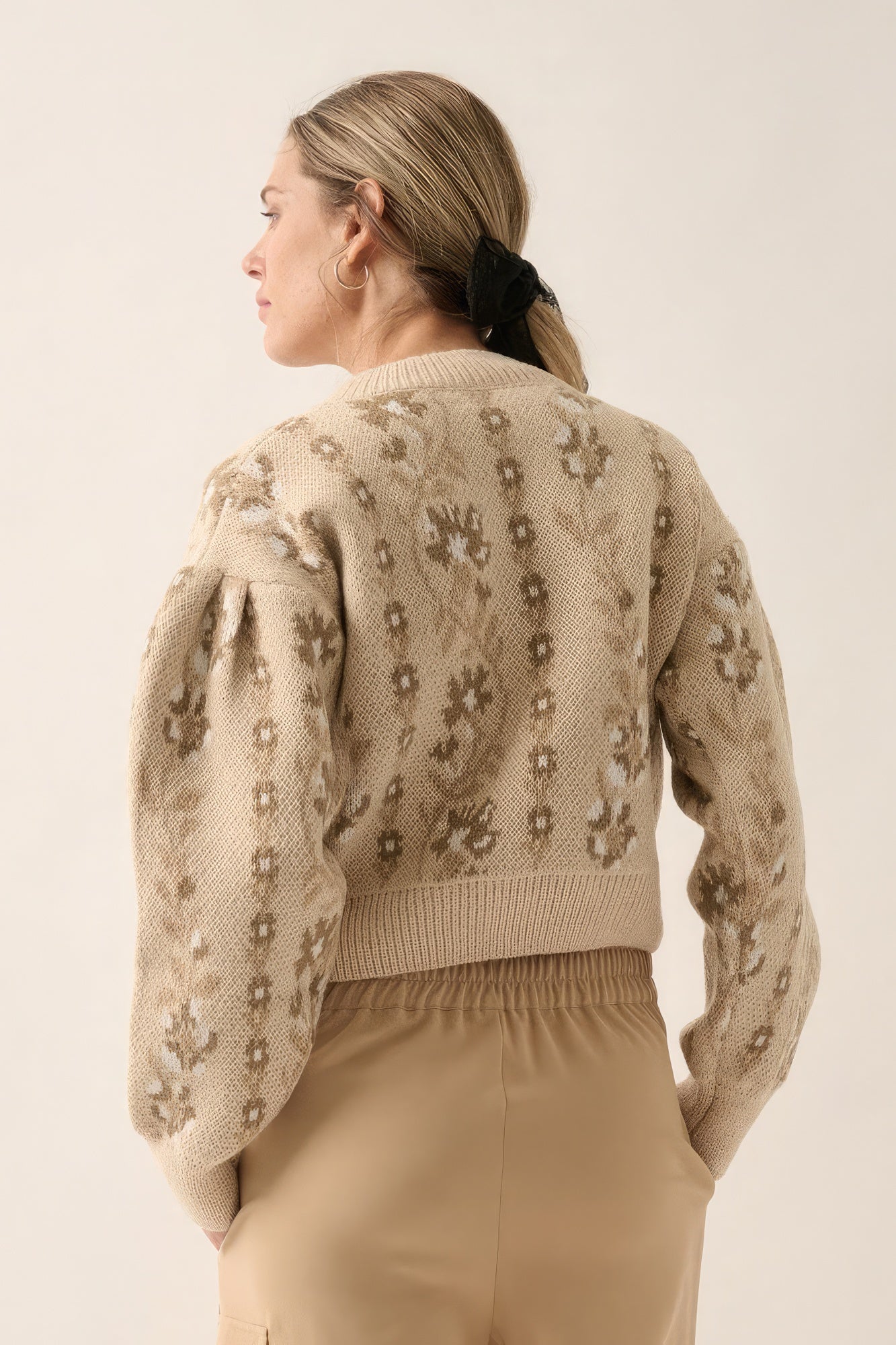Floral Round Neck Long Sleeve Relax Fit Sweater - Tigbul's Variety Fashion Shop