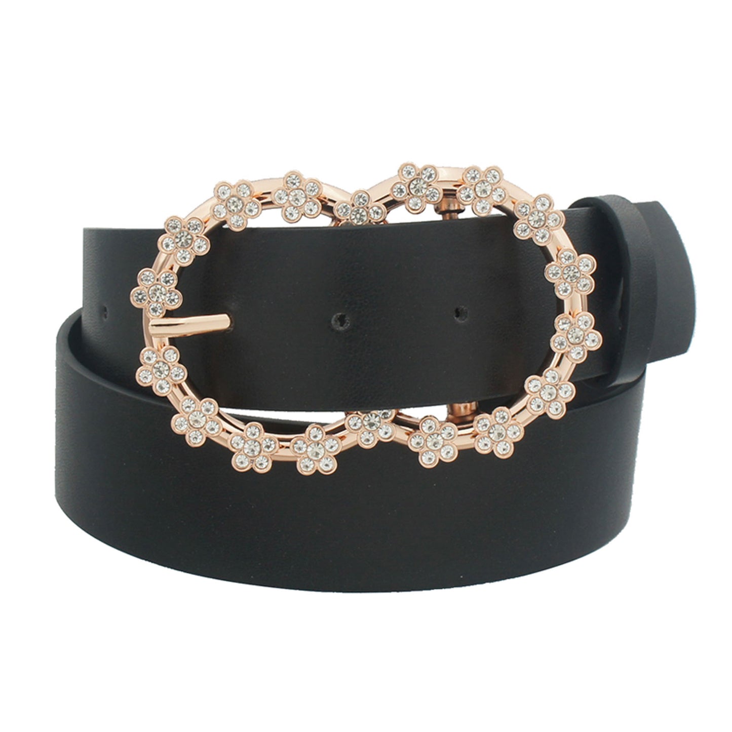 3d Rhinestone Flower Double Circle Belt - Tigbul's Variety Fashion Shop