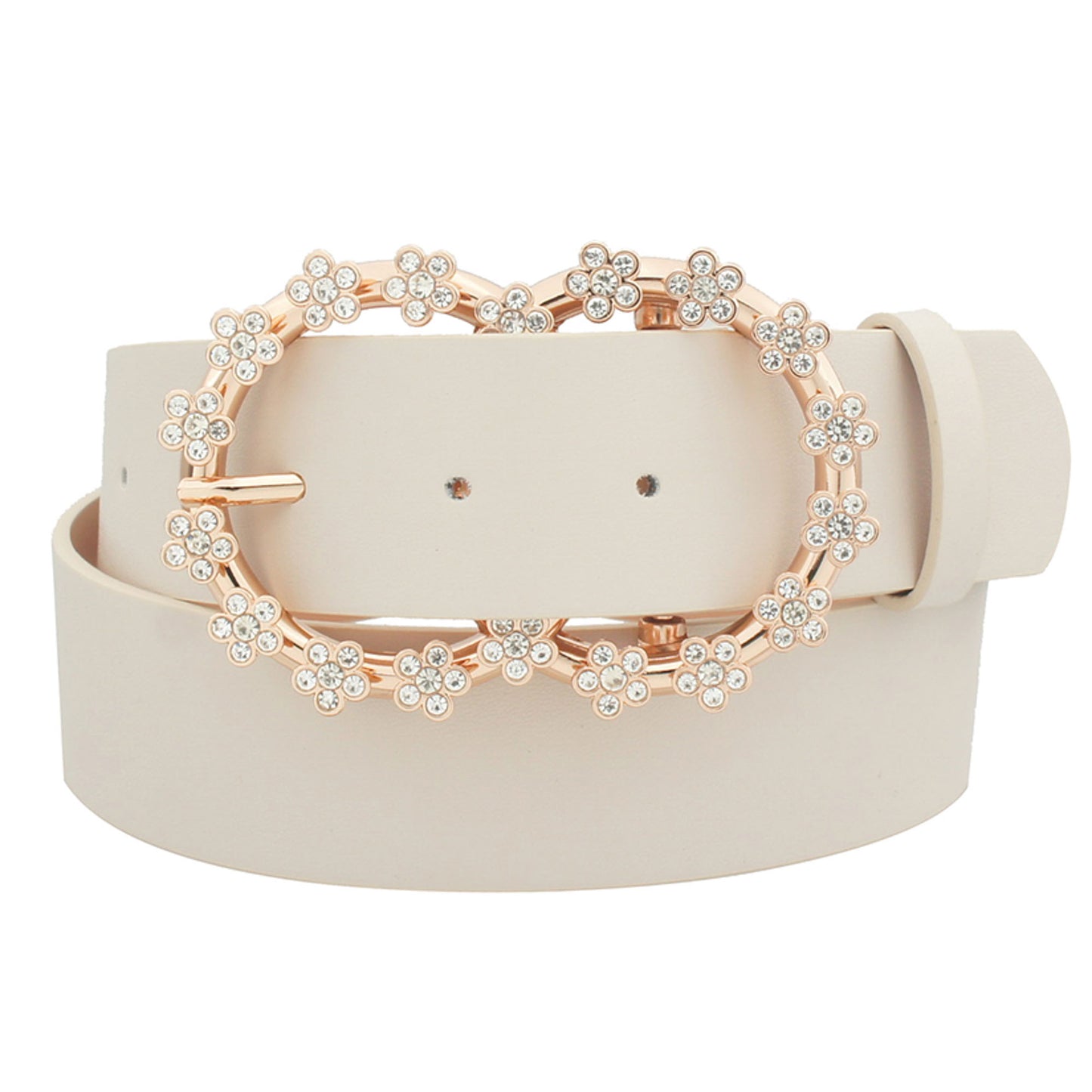 3d Rhinestone Flower Double Circle Belt - Tigbul's Variety Fashion Shop
