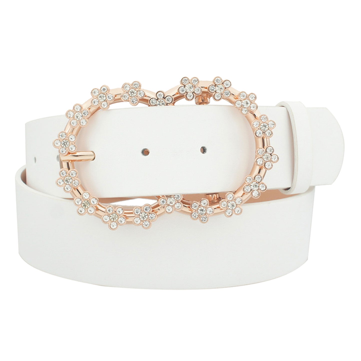 3d Rhinestone Flower Double Circle Belt - Tigbul's Variety Fashion Shop