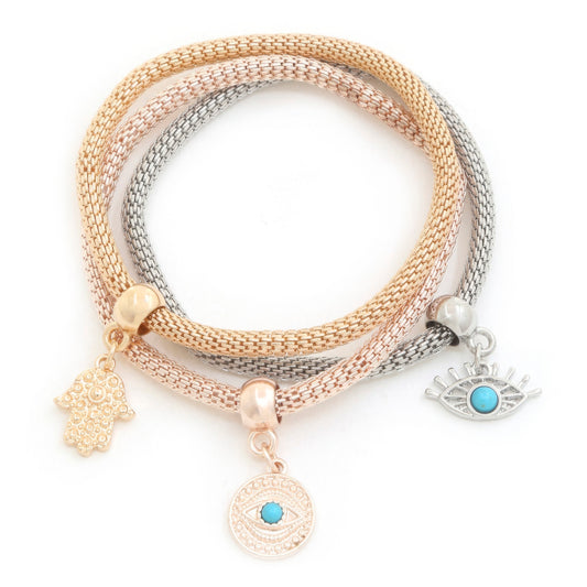Evil Eye Hamsa Hand Charm Bracelet Set - Tigbul's Variety Fashion Shop