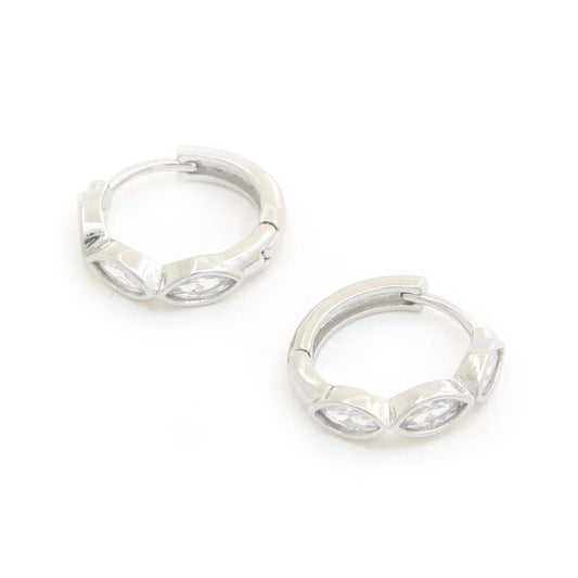 Marquise Cz 14k Gold Dipped Huggie Earring - Tigbul's Variety Fashion Shop