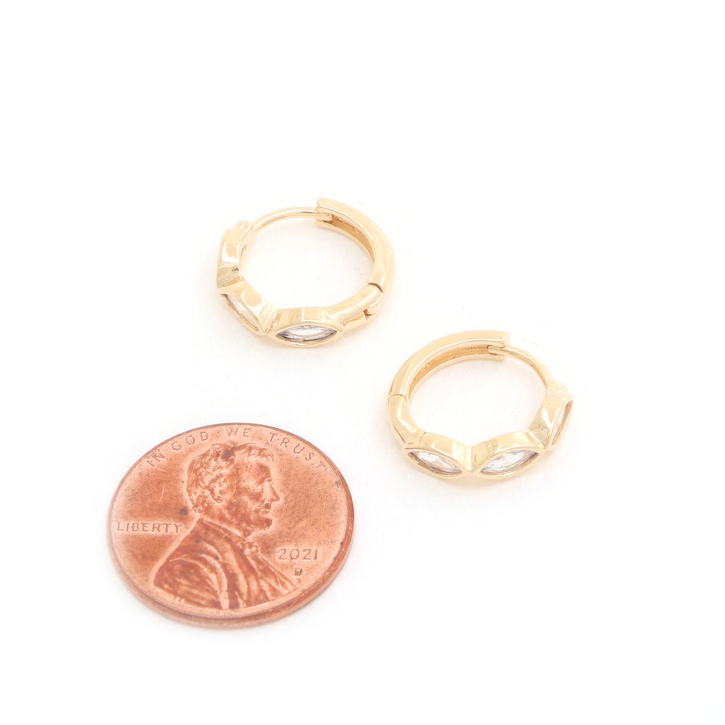 Marquise Cz 14k Gold Dipped Huggie Earring - Tigbul's Variety Fashion Shop