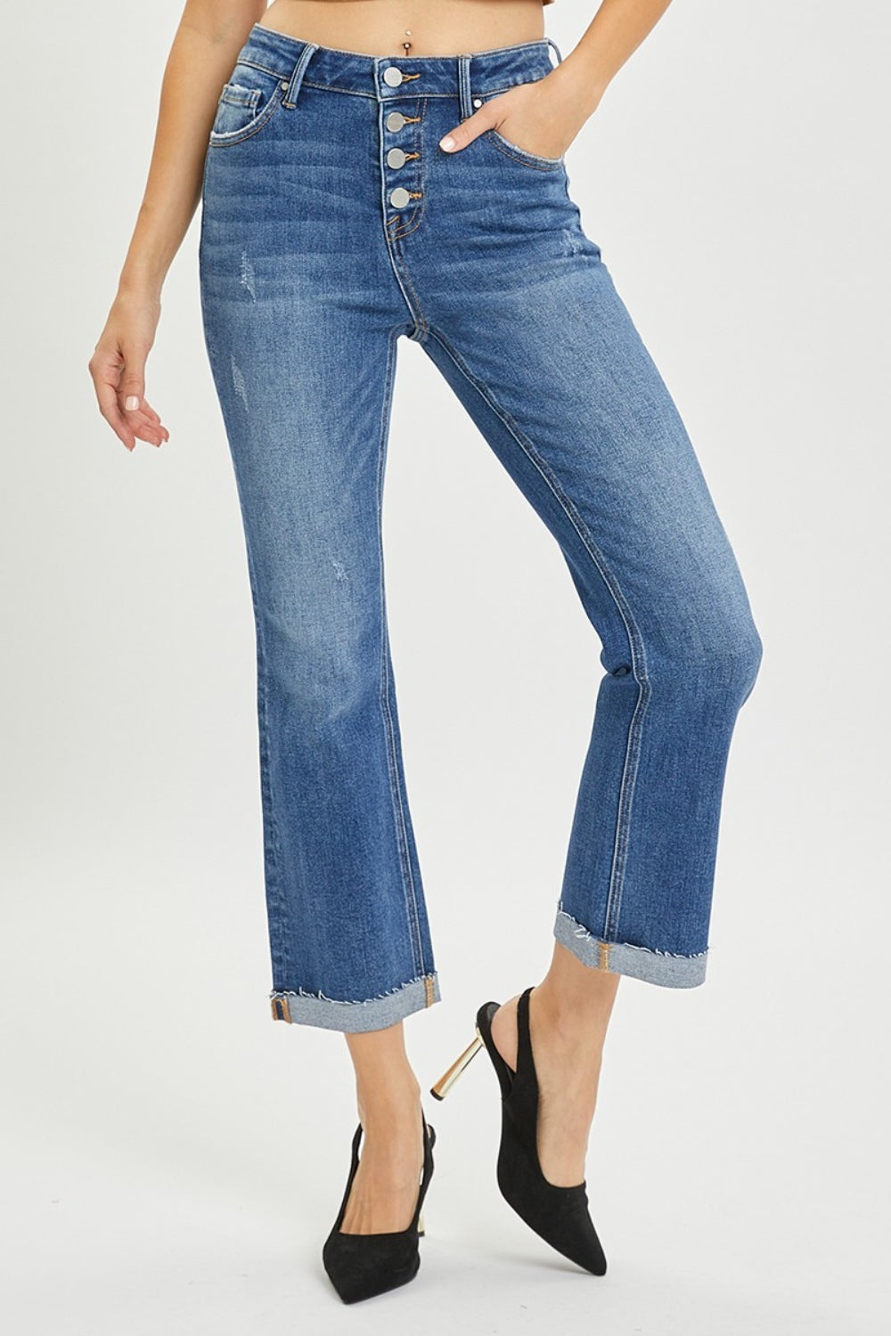 Size 0(24) - 3XL Button Fly Cropped Bootcut Jeans - Tigbuls Variety Fashion