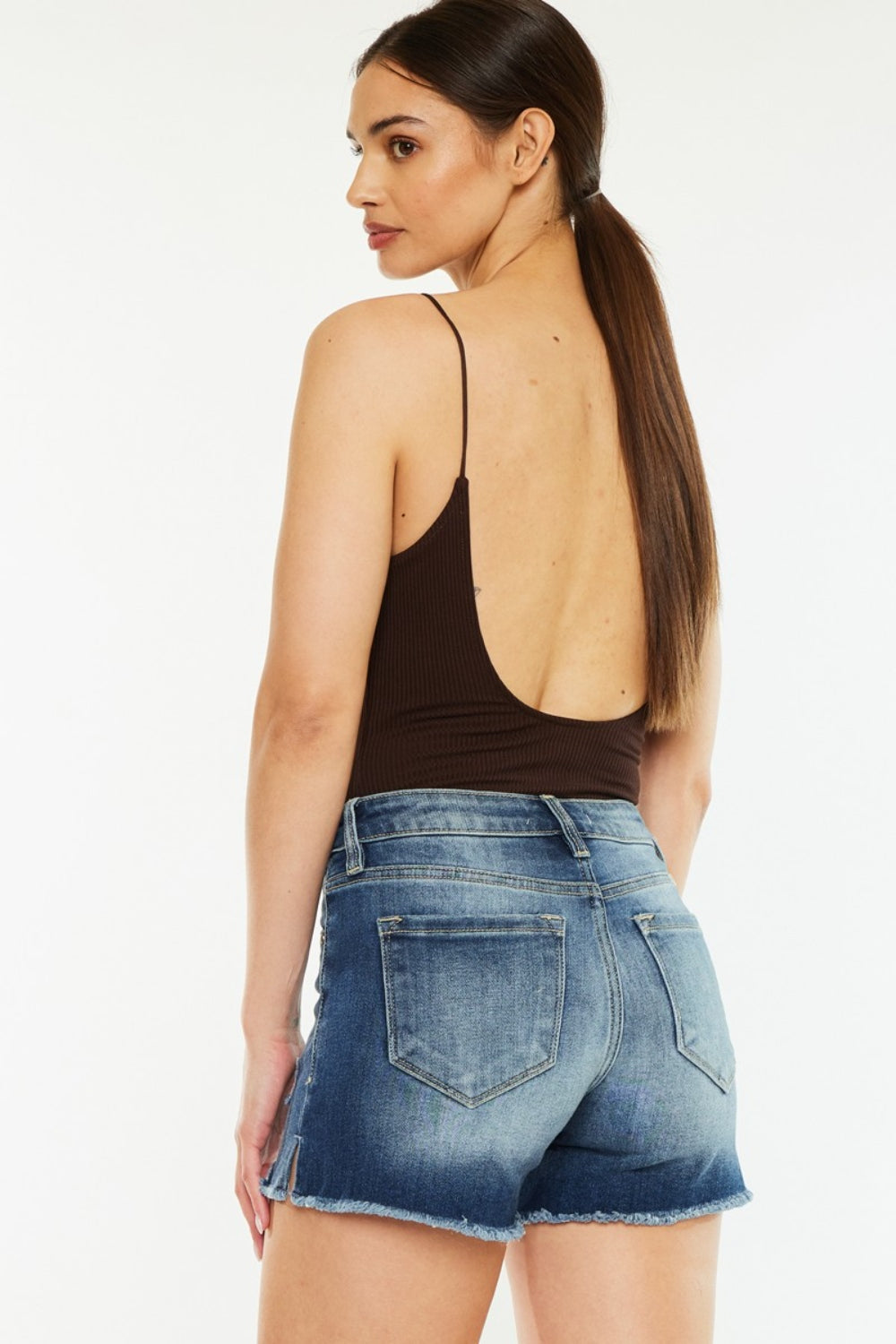 Kancan High Waist Raw Hem Denim Shorts - Tigbul's Variety Fashion Shop