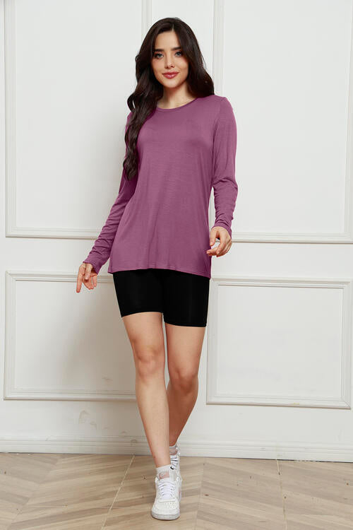 Round Neck Long Sleeve Top - Tigbuls Variety Fashion