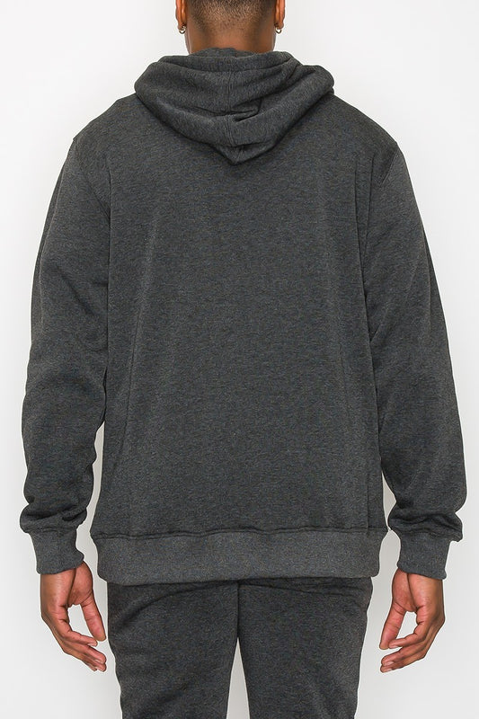 Men's Charcoal Gray Fleece Pullover Hoodie - Tigbul's Variety Fashion Shop