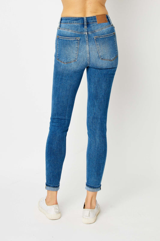 Judy Blue Cuffed Hem Skinny Jeans up to size 24W - Tigbul's Variety Fashion Shop