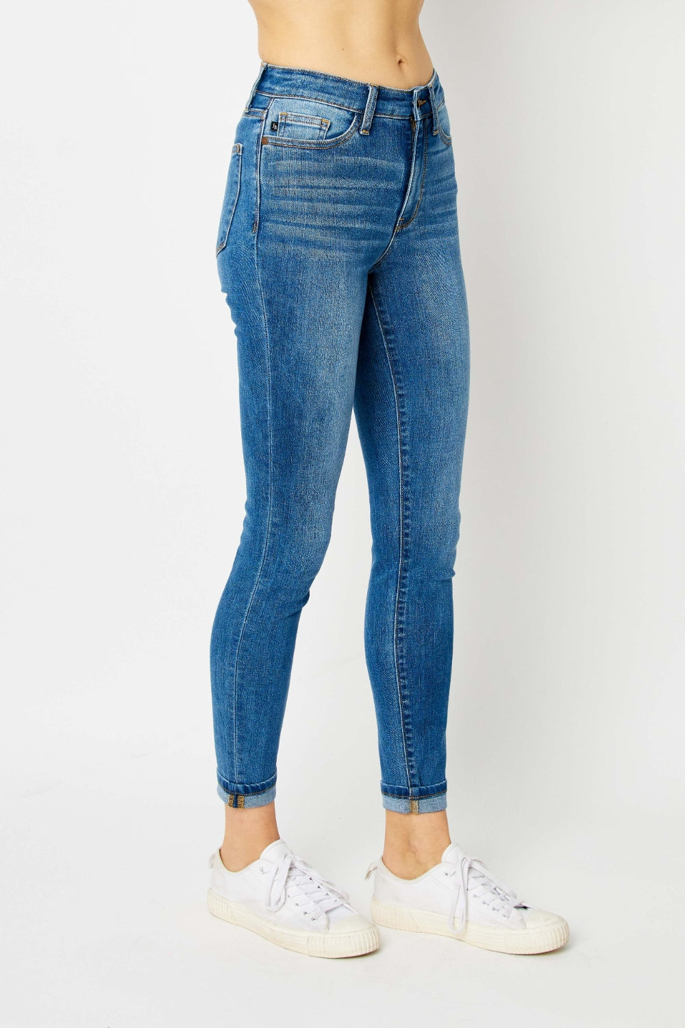 Judy Blue Cuffed Hem Skinny Jeans up to size 24W - Tigbul's Variety Fashion Shop