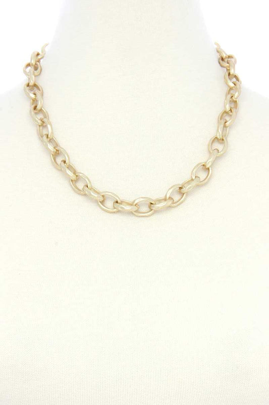 Circle Link Metal Necklace Gold Color - Tigbul's Variety Fashion Shop