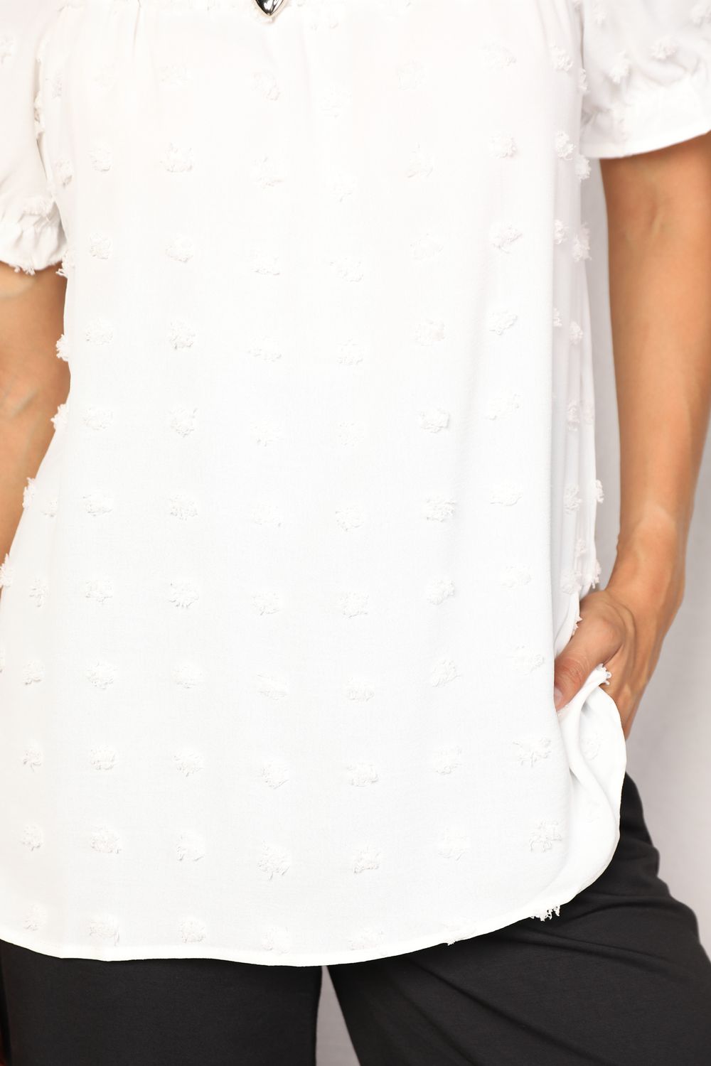 Double Take Swiss Dot Puff Sleeve Square Neck Blouse - Tigbuls Fashion