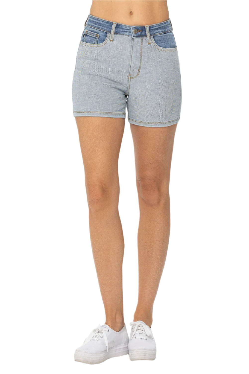 Judy Blue Full Size Color Block Denim Shorts - Tigbul's Variety Fashion Shop