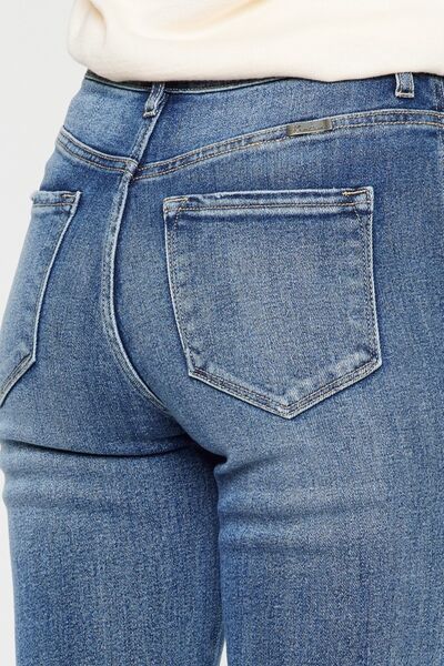 Kancan Cat's Whiskers High Waist Flare Med. Blue Jeans - Tigbul's Variety Fashion Shop