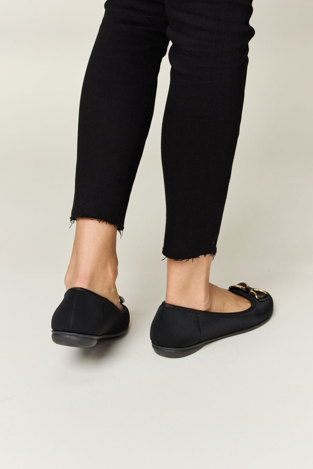 Charcoal Lycra Metal Buckle Flat Loafers - Tigbul's Variety Fashion Shop